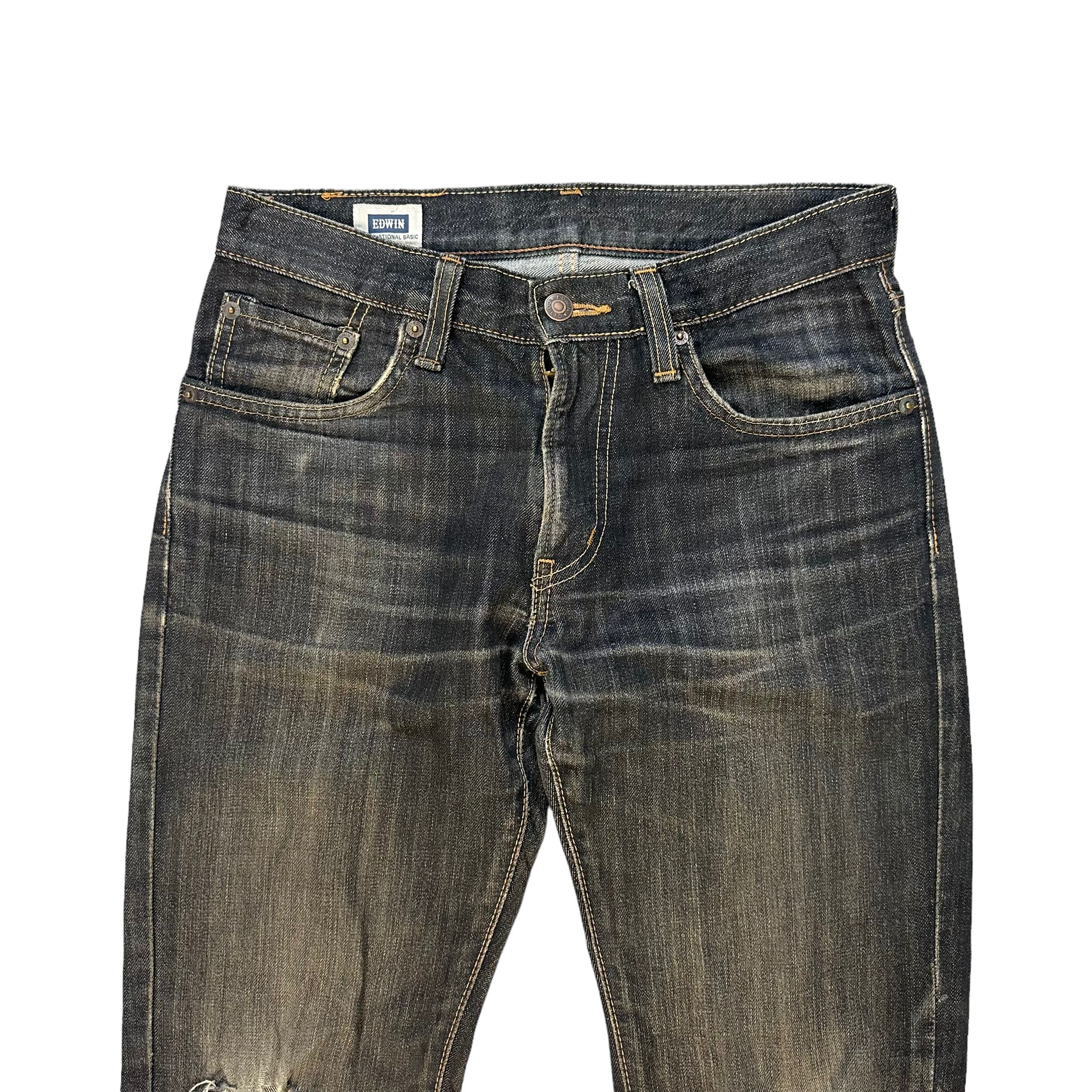 Edwin TRASHED🔥 VINTAGE EDWIN DISTRESSED JEANS #7627-158 Size US 27 - 2 Thumbnail