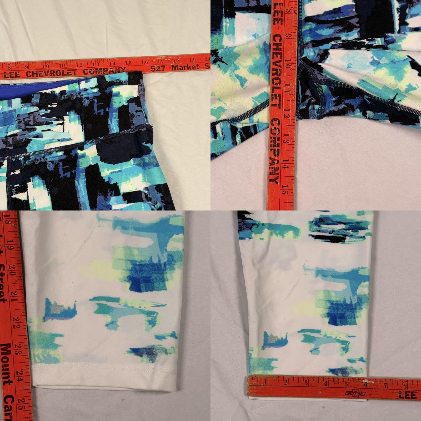 Calvin Klein Calvin Klein Performance Leggings XL Cropped Blue Abstract Print Ankle Activewear Womens Size 40" / US 18 - 8 Thumbnail