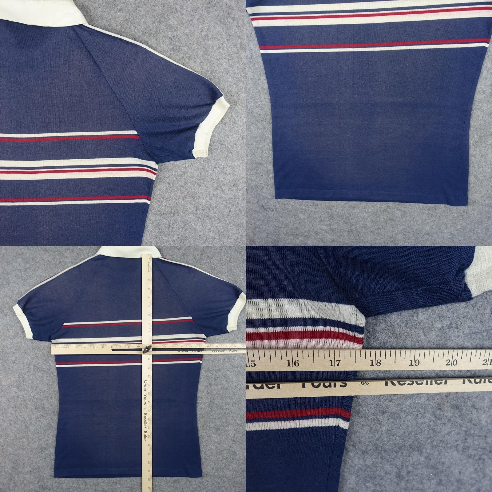 Jantzen VINTAGE Jantzen Polo Shirt Mens S Blue Striped Knit Short Sleeve 80s Preppy Golf Shirt Size US S / EU 44-46 / 1 - 9 Thumbnail