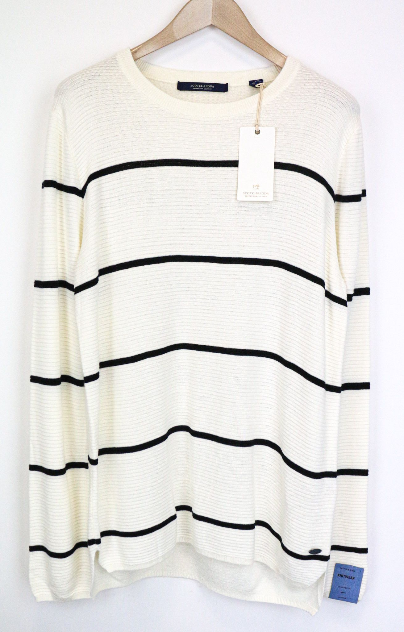 Scotch & Soda AMS COUTURE L Off-White Striped Sweatshirt 76187 Size US L / EU 52-54 / 3 - 1 Thumbnail