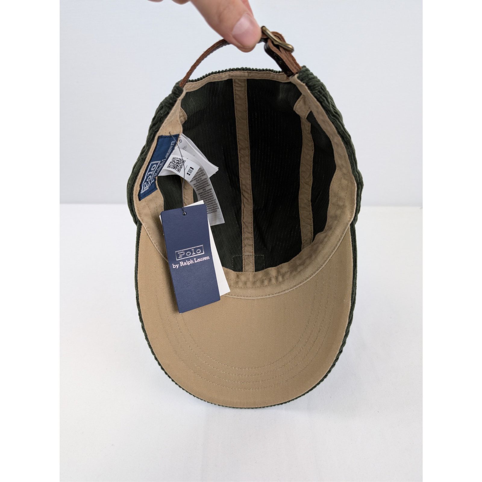 Ralph Lauren o1rshd1 CC20 Size: OS/ corduroy leather strap back Cap / hat Size ONE SIZE - 9 Thumbnail