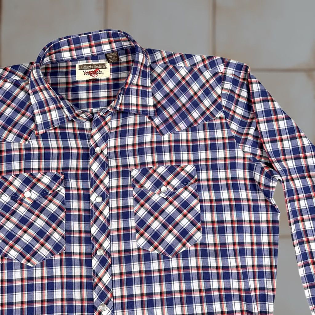 Vintage VINTAGE Youngbloods Western Shirt Adult XL Purple White Plaid 90s Button-Up Snap Chest Pockets Cotton Blend Long Sleeve Men Mens Size US XL / EU 56 / 4 - 1 Thumbnail