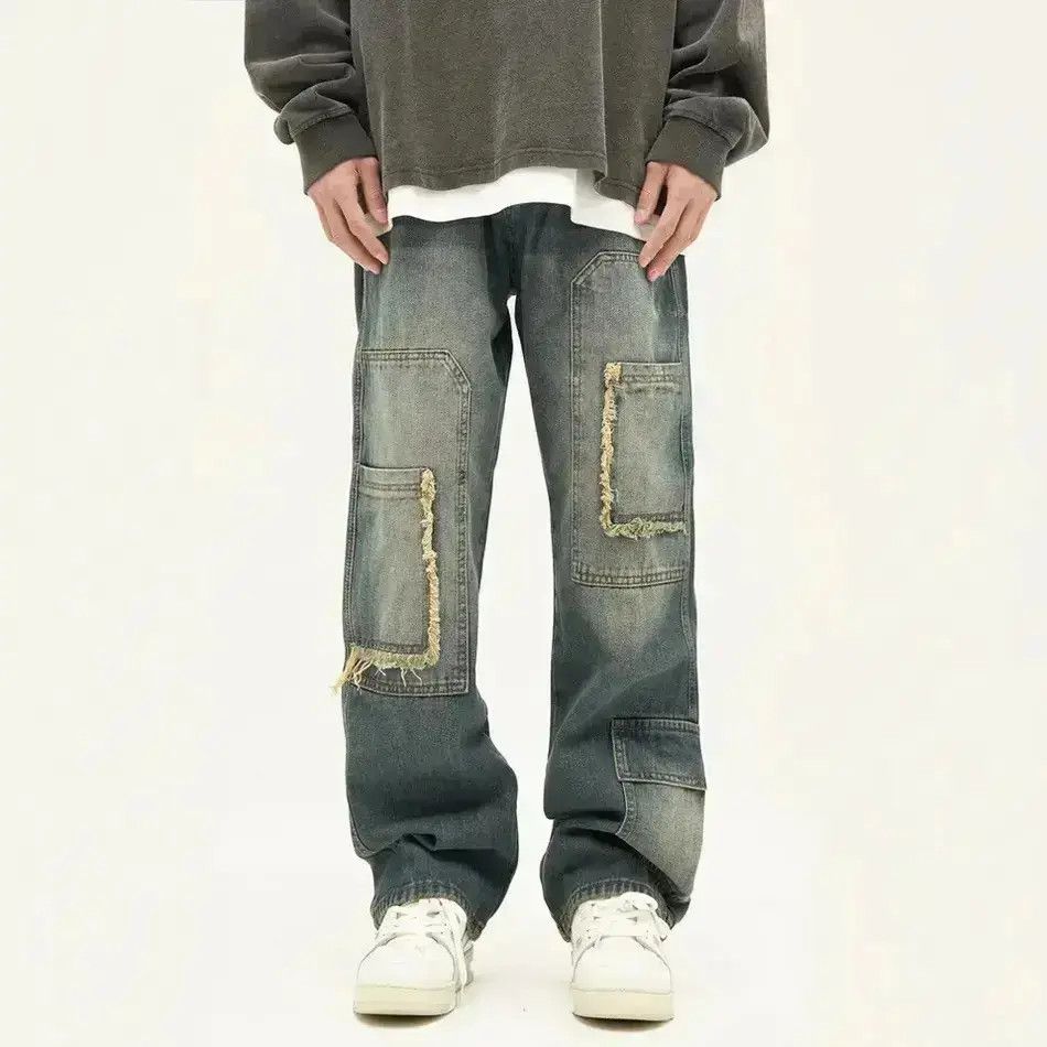 Japanese Brand Jeans wide leg luxury baggy straight hip-hop style pants Y2k Size US 32 / EU 48 - 1 Thumbnail