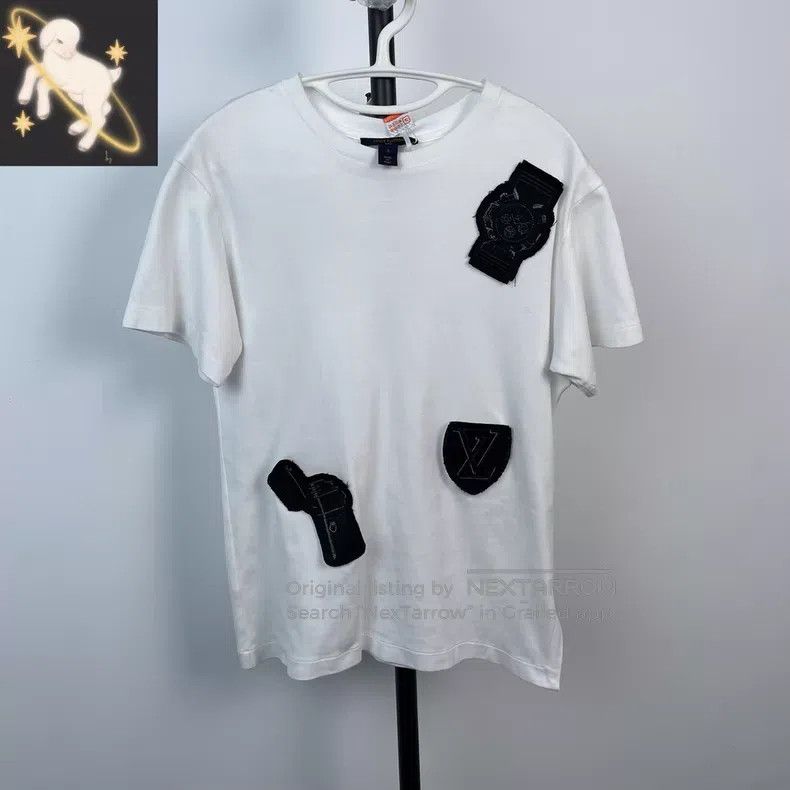 Louis Vuitton Louis Vuitton White Logo Embroidered Crew Neck Short Sleev Size US S / EU 44-46 / 1 - 1 Thumbnail