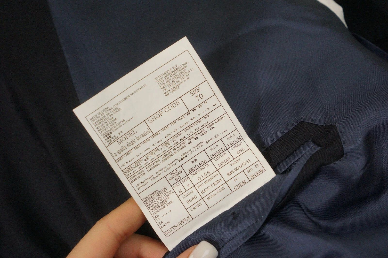 Suitsupply Men Suitsupply 3 Piece Suit La Spalla Single Navy Blue US60 Size 54L - 6 Thumbnail