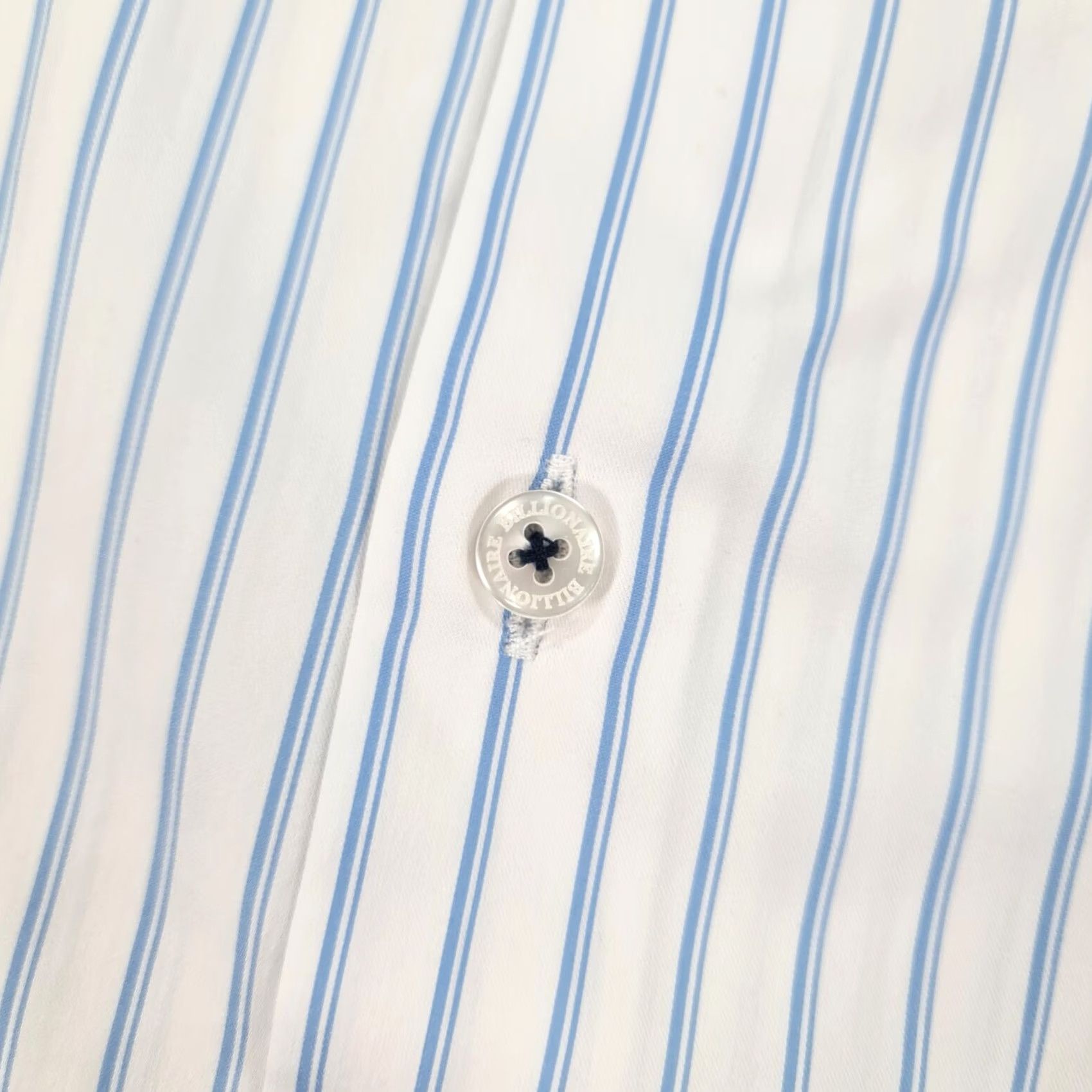 Vintage Billionaire Couture Mens Shirt Striped Blue White 16 Cotton Button Up Long Sleeve Collared Regular Fit Gift? Size US L / EU 52-54 / 3 - 5 Thumbnail