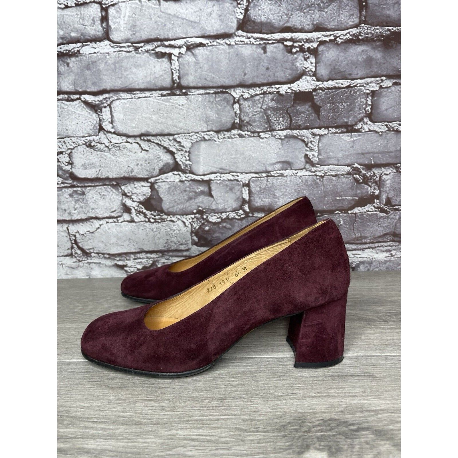 Other David Aaron Burgundy Maroon Suede Leather Round High Heels W Size US 6.5 / IT 36.5 - 7 Thumbnail