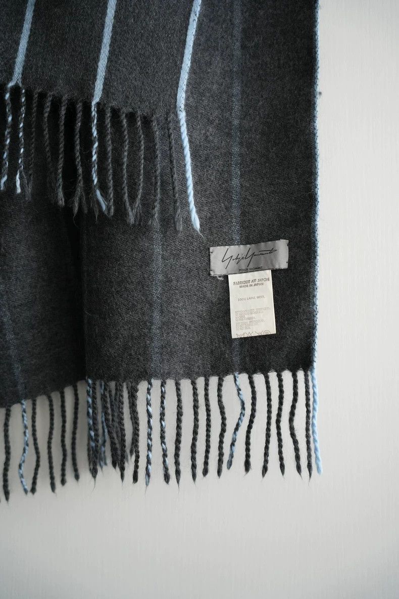 Yohji Yamamoto Yohji Yamamoto 06aw blue striped fringed wool scarf 2501-Ne Size ONE SIZE - 4 Thumbnail