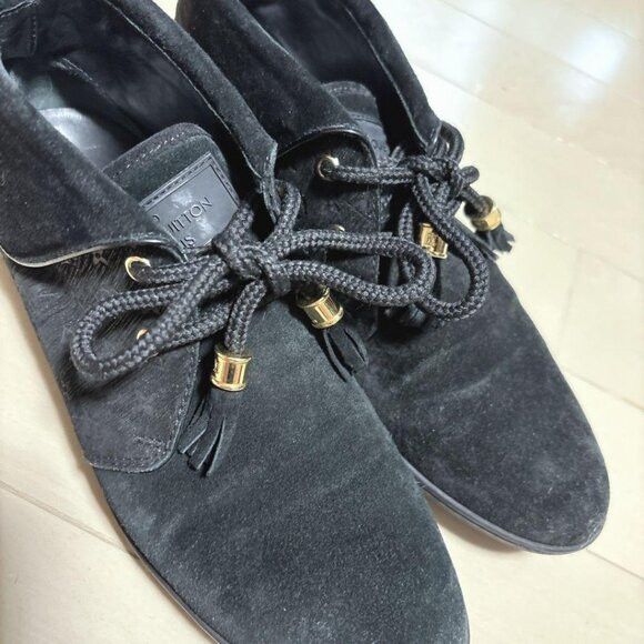 Louis Vuitton Monogram Suede Sneaker Flap Shoes Black RARE! Size US 6.5 / IT 36.5 - 3 Thumbnail