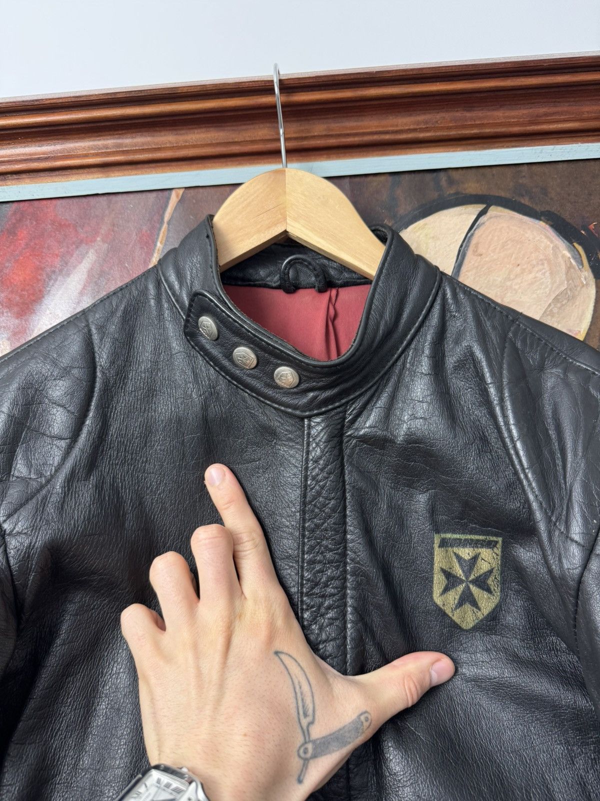 Vintage Vintage 90s Cropped Boxy Leather Racing Jacket Avant Garde Size US S / EU 44-46 / 1 - 3 Thumbnail