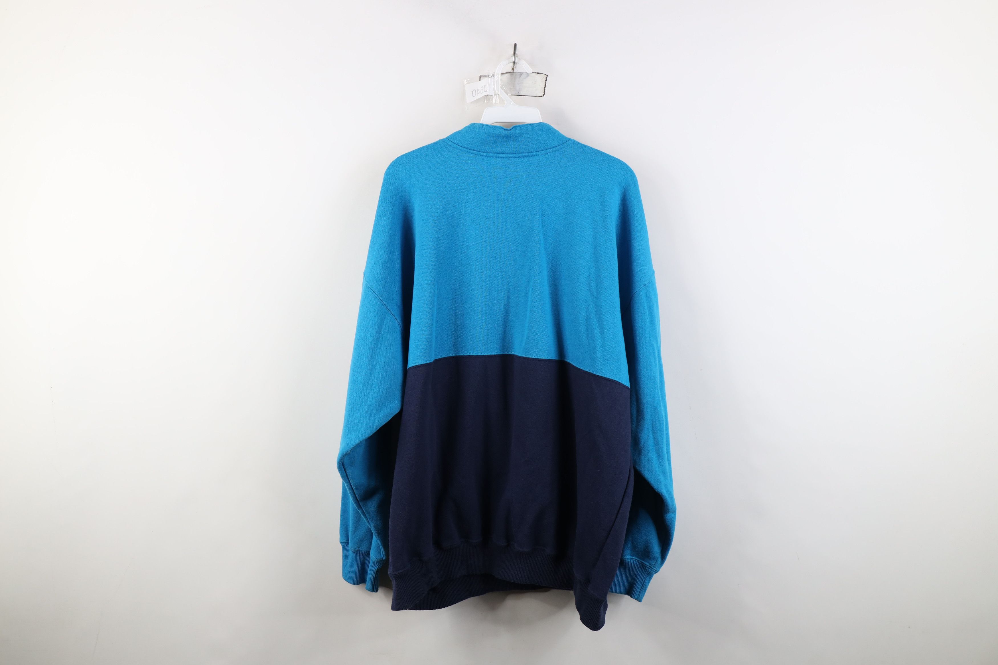 Vintage Vintage 90s Streetwear Block Baggy Henley Sweatshirt Blue Size US XL / EU 56 / 4 - 10 Thumbnail