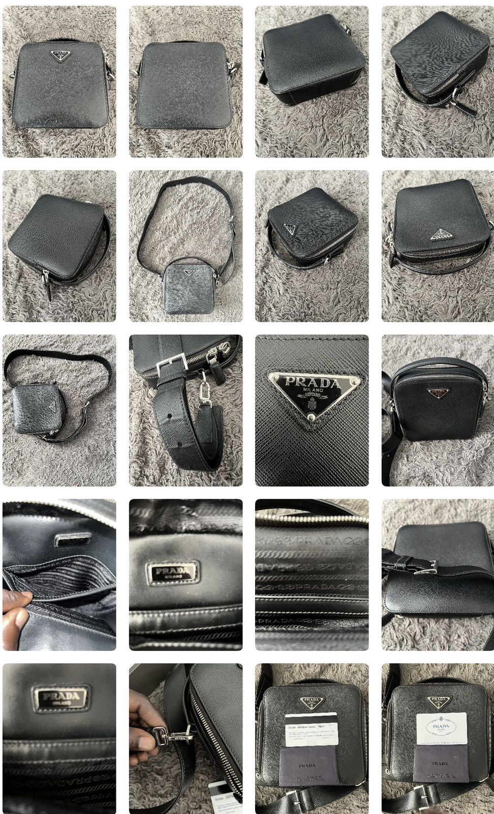 Prada Prada Black Logo Saffano Leather Cross Body Bag Size ONE SIZE - 19 Thumbnail