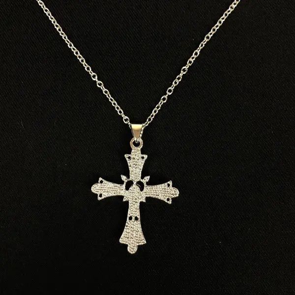 Jewelry Y2K Cross Necklace Punk Gothic Crystal Chain Size ONE SIZE - 5 Thumbnail