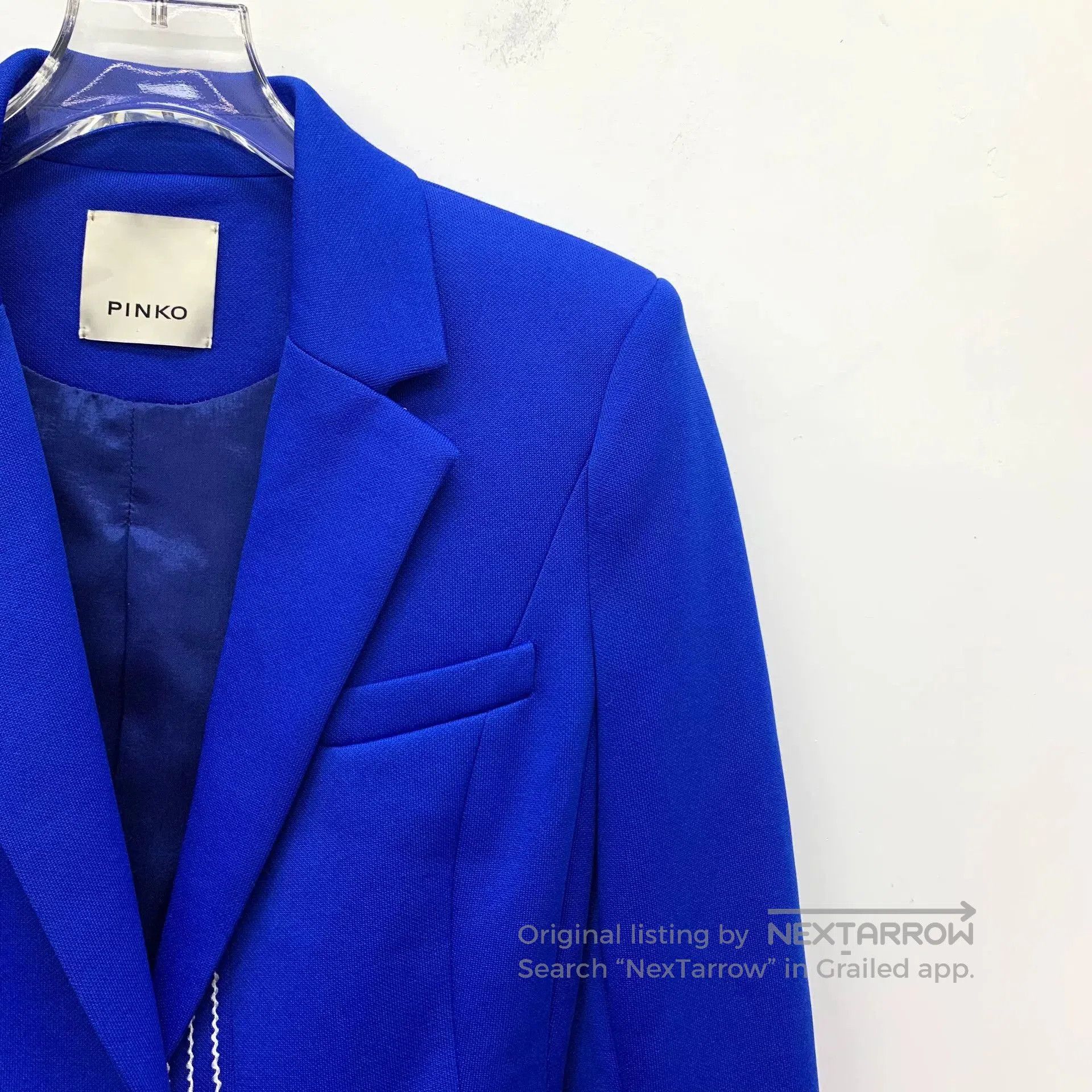 Pinko Pinko Dark Blue Cotton Lapel Single-Button Blazer. Size S / US 4 / IT 40 - 3 Thumbnail