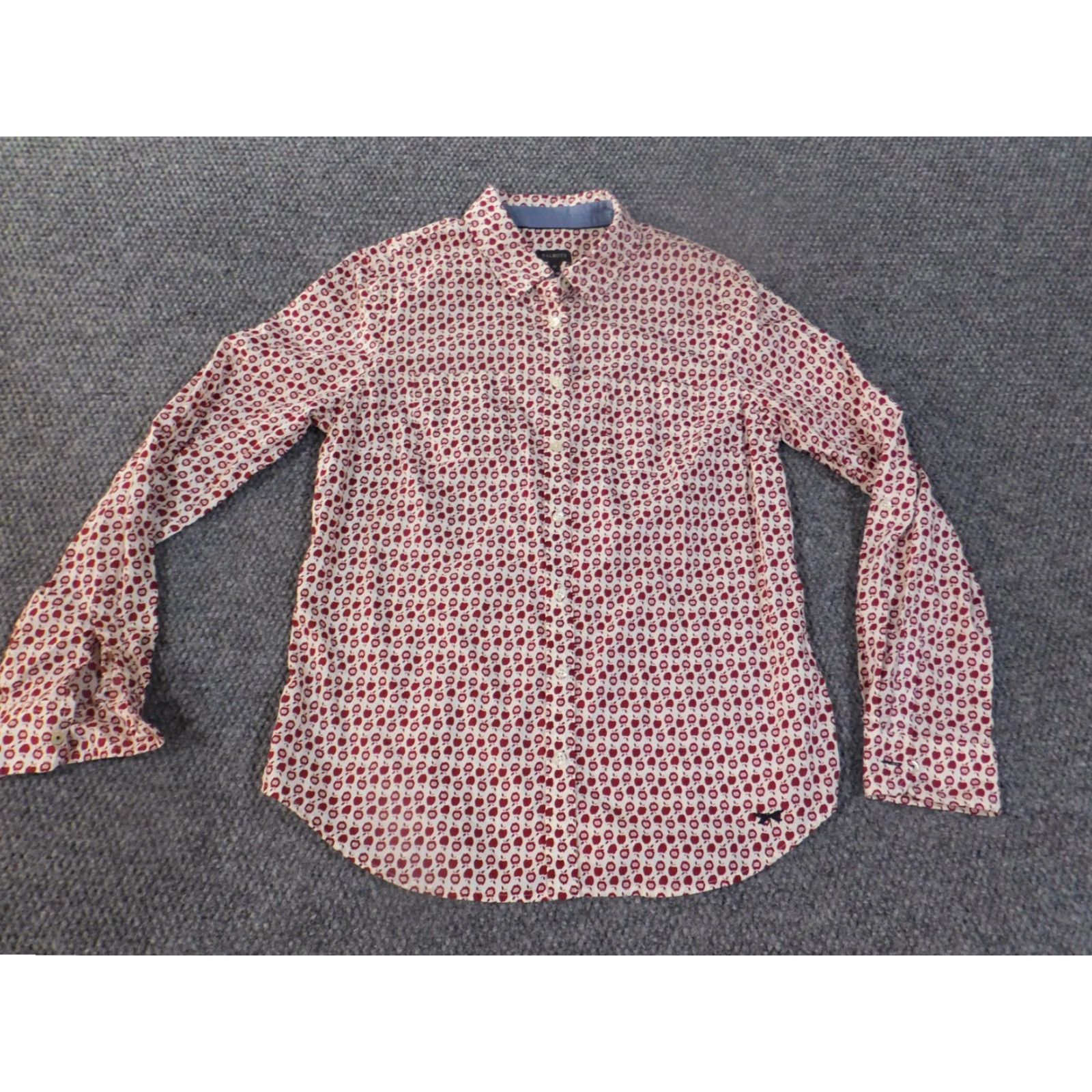 Talbots Talbots Button-Up Shirt Women 10 Red Casual Logo Crew Neck Cotton Rayon Long Sleeve Regular Stretch Classic Vintage: No Size L / US 10 / IT 46 - 4 Thumbnail