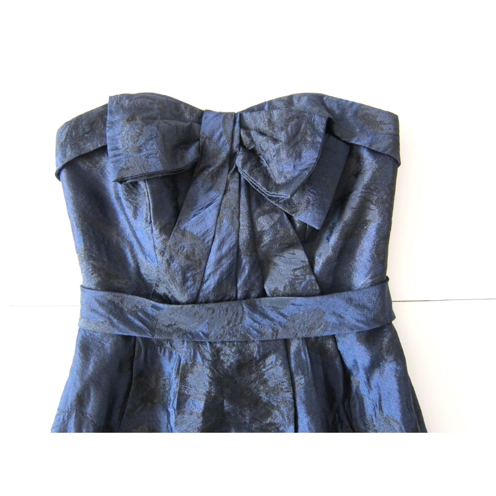 Vera Wang VINTAGE White By Vera Wang Blue Black Sleeveless Bow Empire Party Prom Cocktail Dress 2 Size XS / US 0-2 / IT 36-38 - 3 Thumbnail