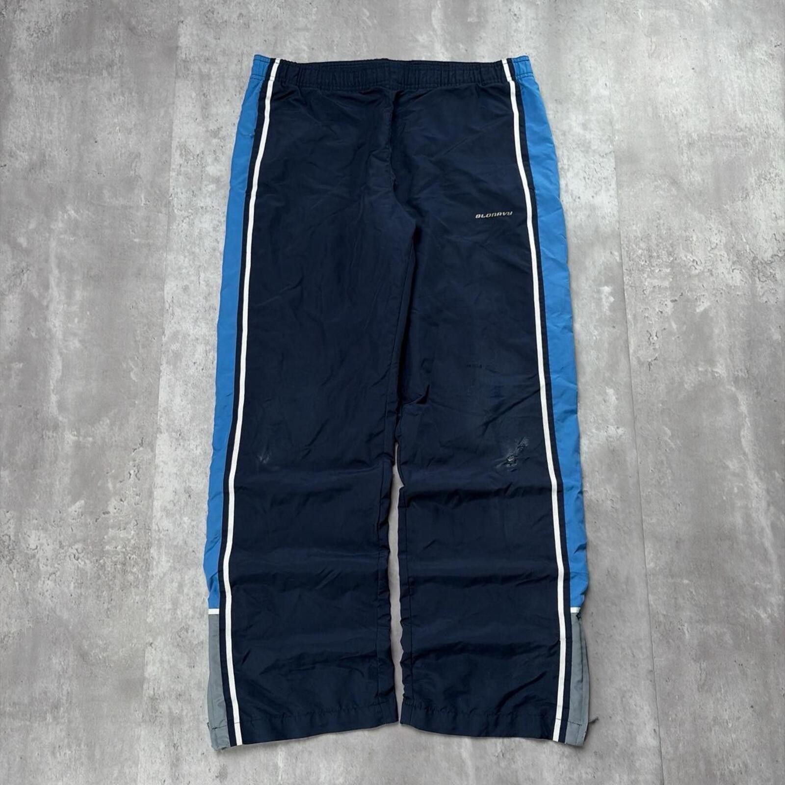 Old Navy Y2K Navy Old Navy Grunge Striped Distressed Baggy Trackpants Size 32" / US 10 / IT 46 - 1 Thumbnail