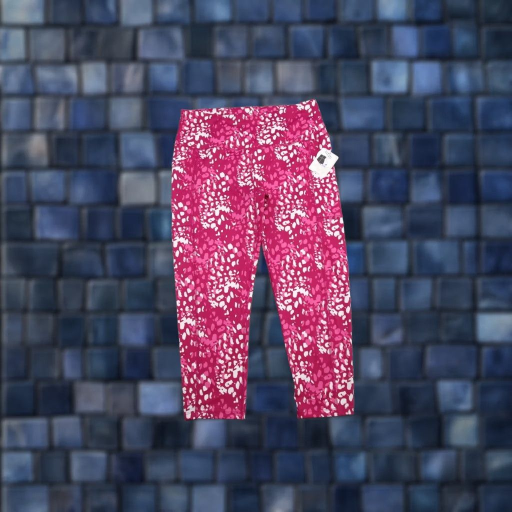 Pinko Alive Yoga Capri Leggings L Pink Leopard Print Stretch Workout Gear NEW Womens Size 36" / US 14 / IT 50 - 1 Thumbnail