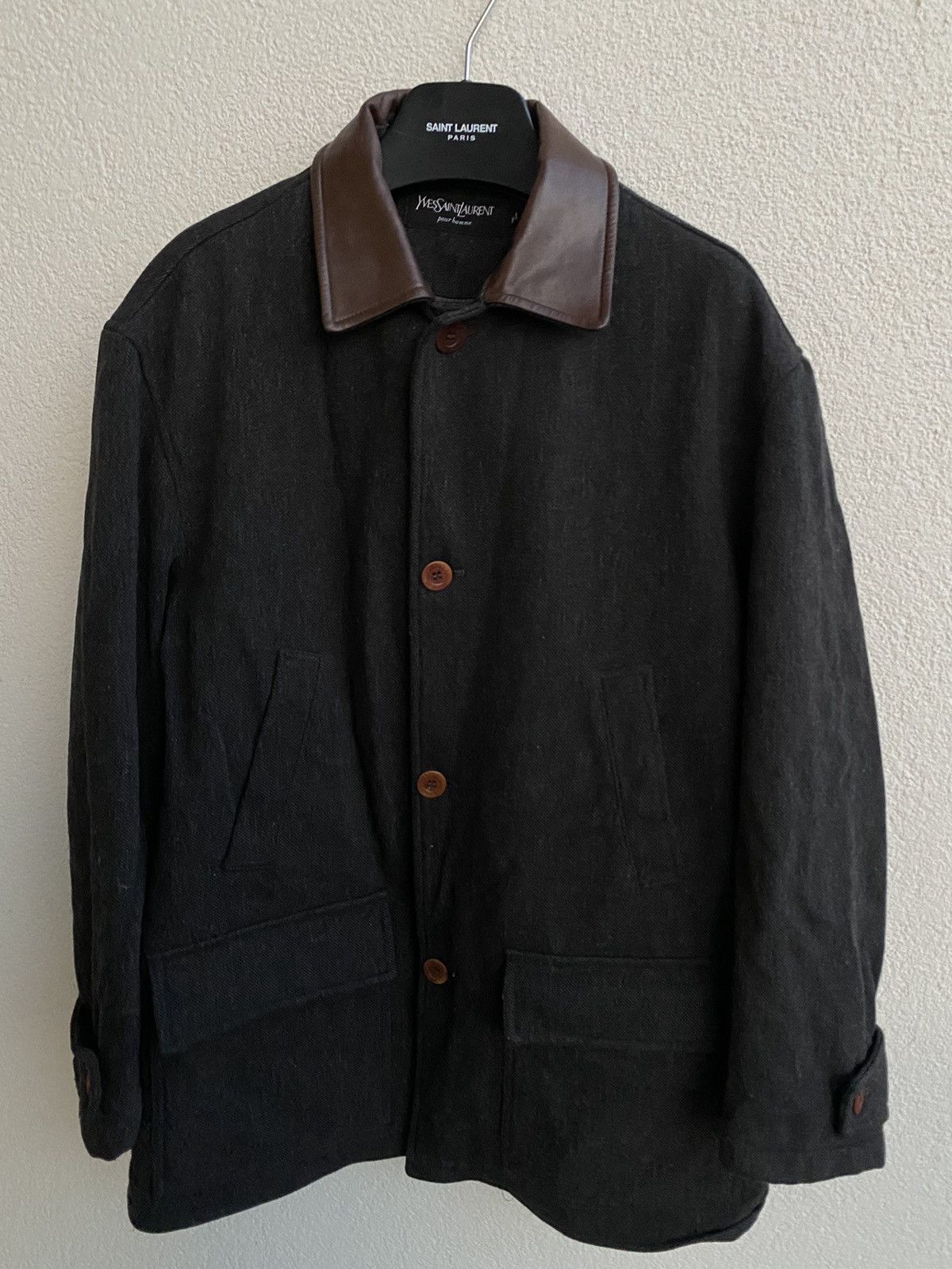 Yves Saint Laurent 90s Wool YSL Coat YSL Jacket Leather Size US M / EU 48-50 / 2 - 5 Thumbnail