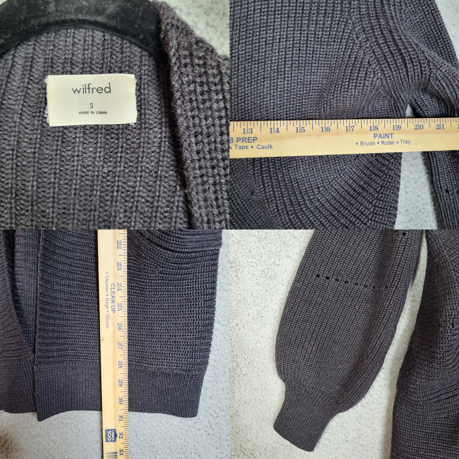 Vintage Wilfred Women’s black heavy knit open front 100% Merino wool cardigan Size S Size S / US 4 / IT 40 - 8 Thumbnail