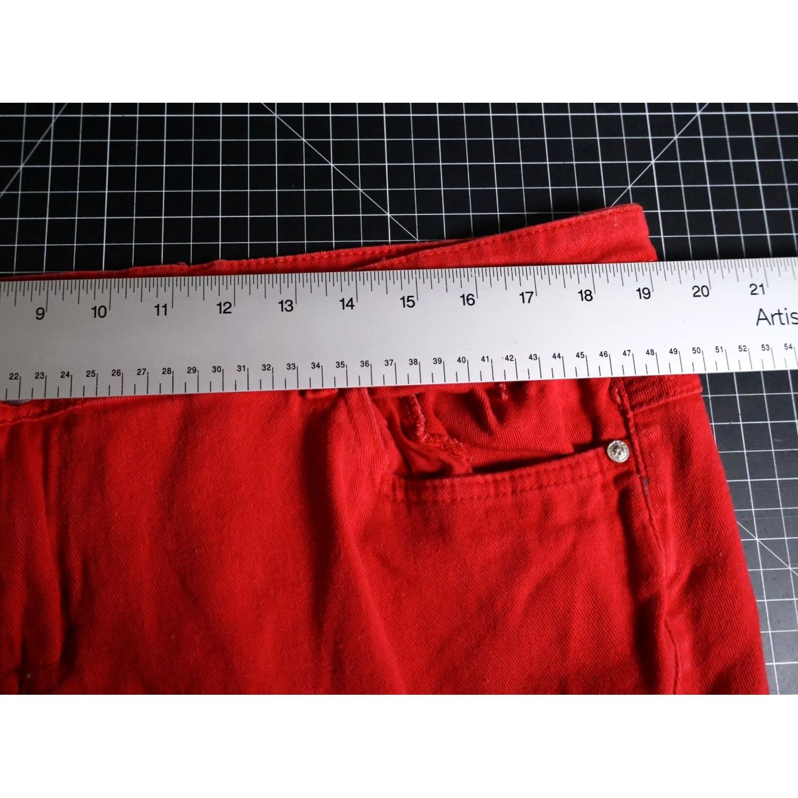 Vintage VINTAGE Apple Bottoms Jeans Women's 14 (38 x 29) Red Embellished Rhinestones Stretch Denim Size 36" / US 14 / IT 50 - 5 Thumbnail