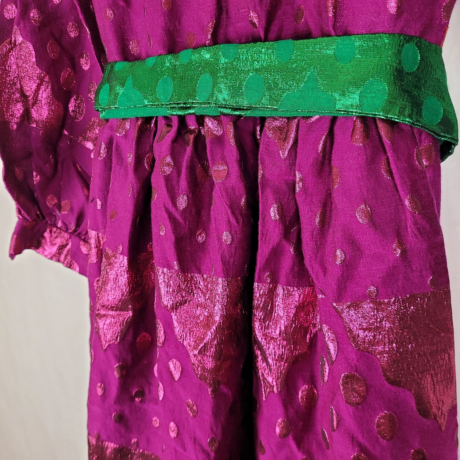 Oscar De La Renta Vintage Oscar de la Renta purple shimmer green belt dress Size M / US 6-8 / IT 42-44 - 7 Thumbnail
