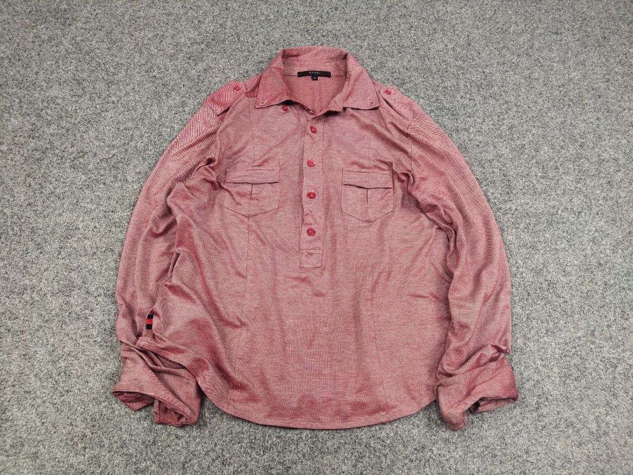 Gucci Vintage '08 Gucci glossy red 1/4 button Long sleeve Shirt Size M / US 6-8 / IT 42-44 - 4 Thumbnail