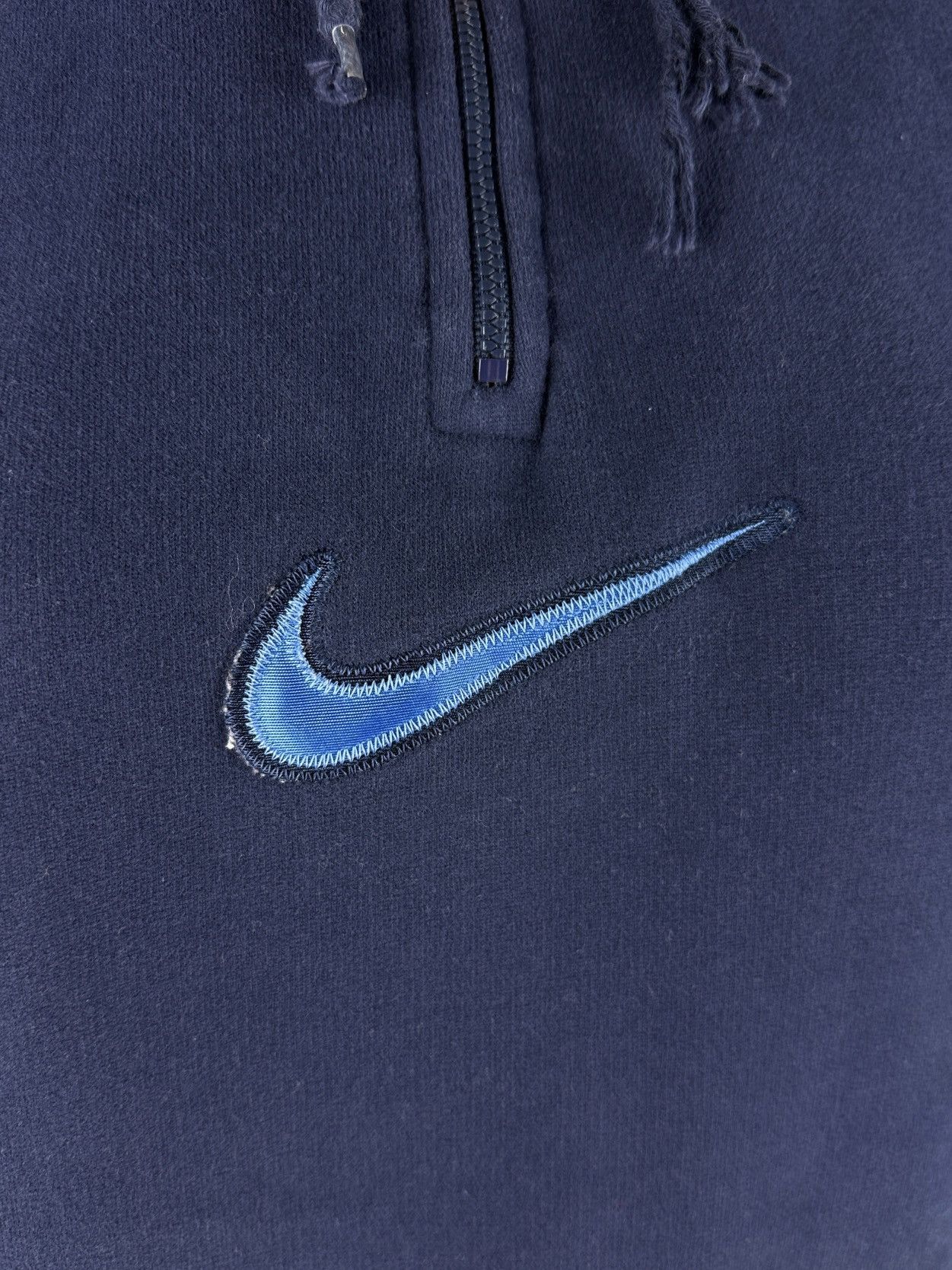 Nike Vintage 90’s Nike Big Logo Swoosh 1/4 Zip Pullover Hooded Size M / US 6-8 / IT 42-44 - 4 Thumbnail