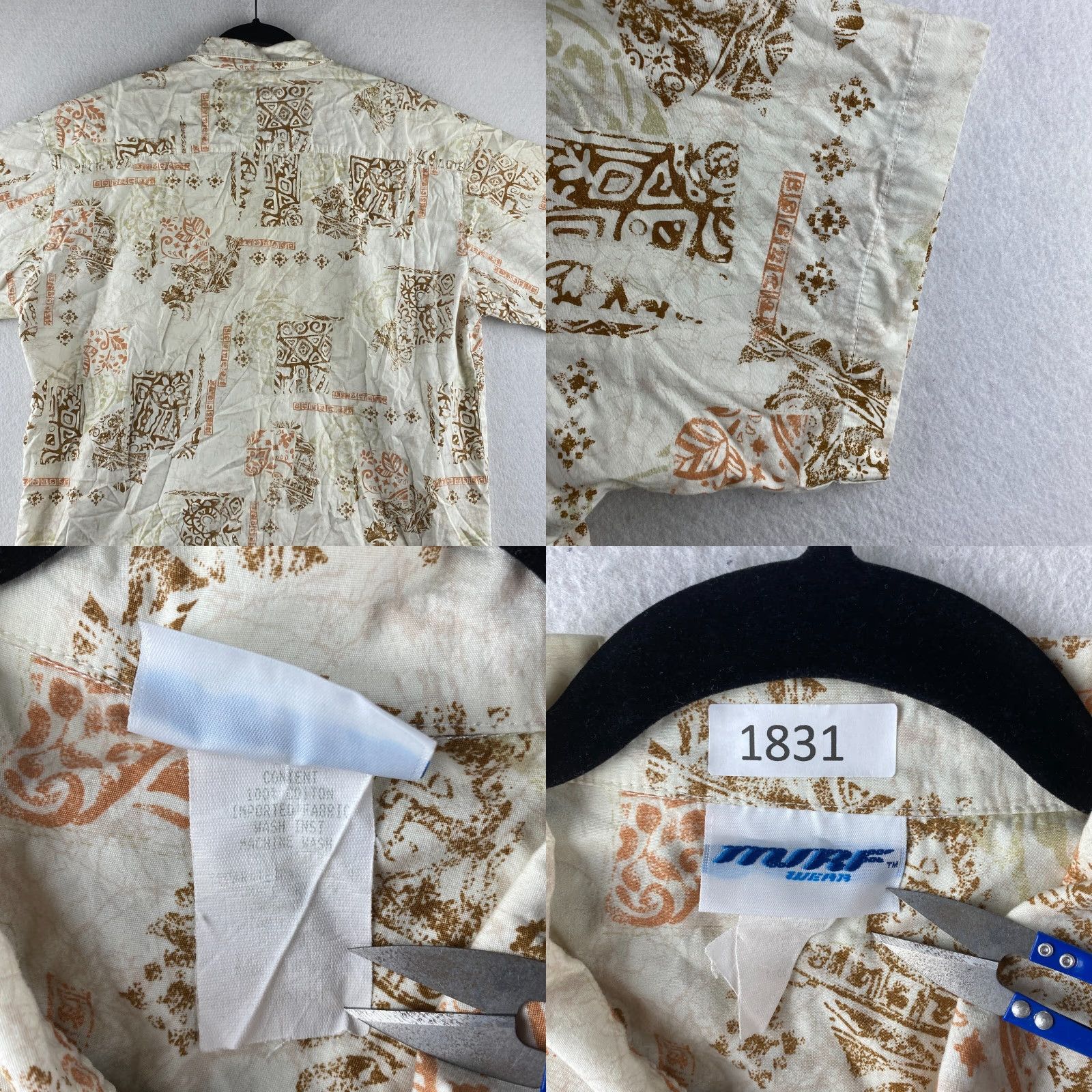 Vintage VINTAGE Murf Wear Hawaiian Shirt Mens XL Beige Button-Up Short Sleeve Geometric Pattern USA Made Size US XL / EU 56 / 4 - 8 Thumbnail