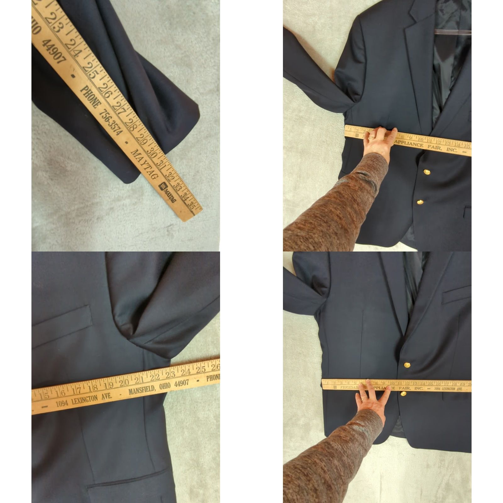 Ralph Lauren VINTAGE Lauren Ralph Lauren WATERBURY Gold Button Wool Navy Blazer Jacket Sport Coat Size 46R - 10 Thumbnail