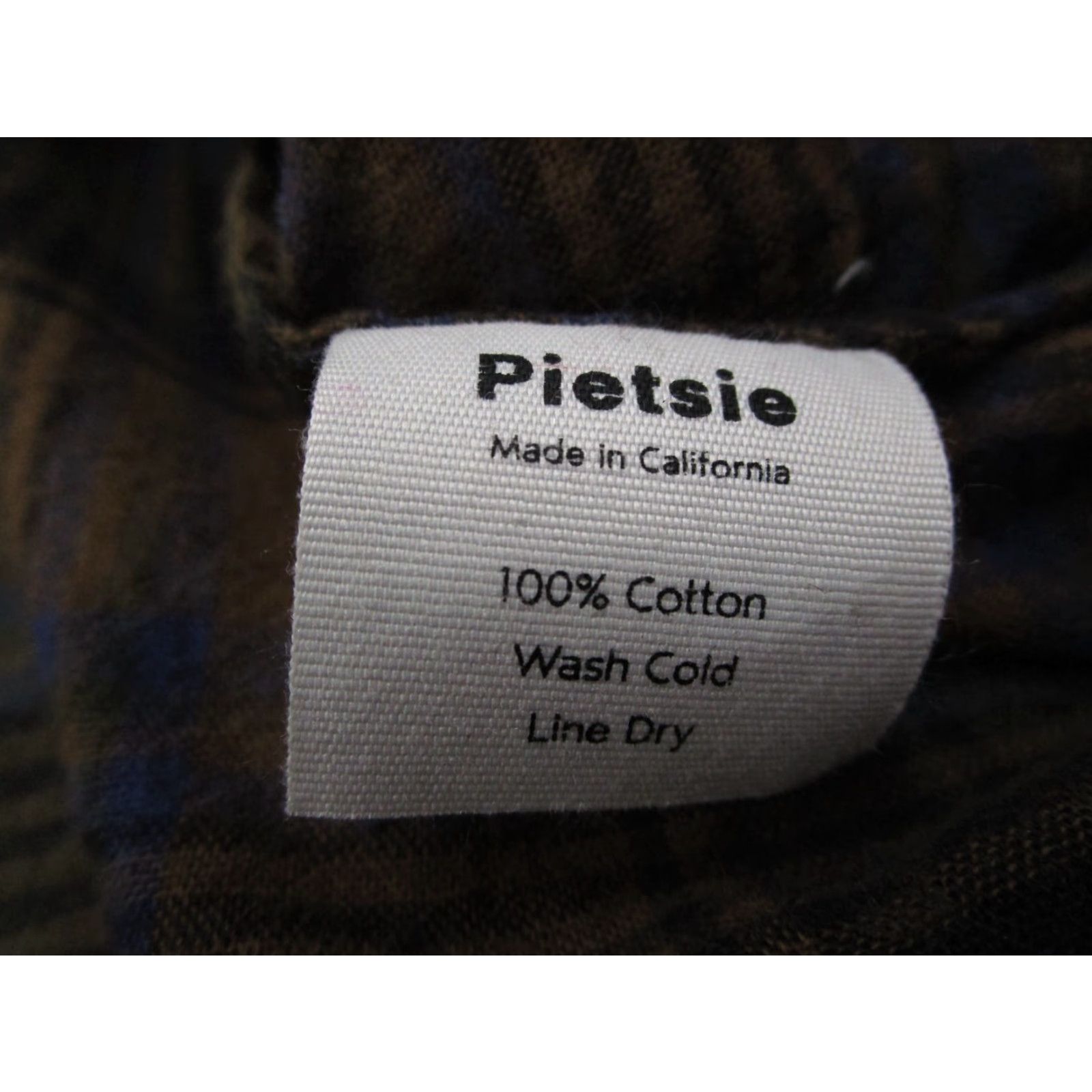 Vintage Pietsie Women's Brown Plaid Long Sleeve Henley Button Up Blouse - 100% Cotton Made in USA, Size Medium Size M / US 6-8 / IT 42-44 - 4 Thumbnail