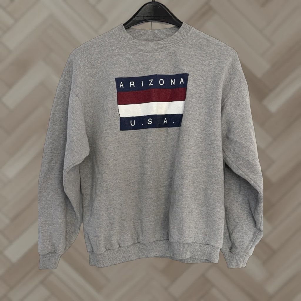 Hanes VINTAGE Hanes Sweatshirt Pullover 90s Arizona Graphic Print Crew Neck Long Sleeve Unisex XL Gray Western Nature Logo Size US XL / EU 56 / 4 - 1 Thumbnail