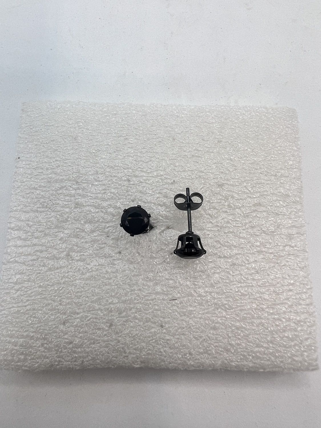 Jewelry Black CZ Stainless Steel Stud Earrings Size ONE SIZE - 1 Thumbnail