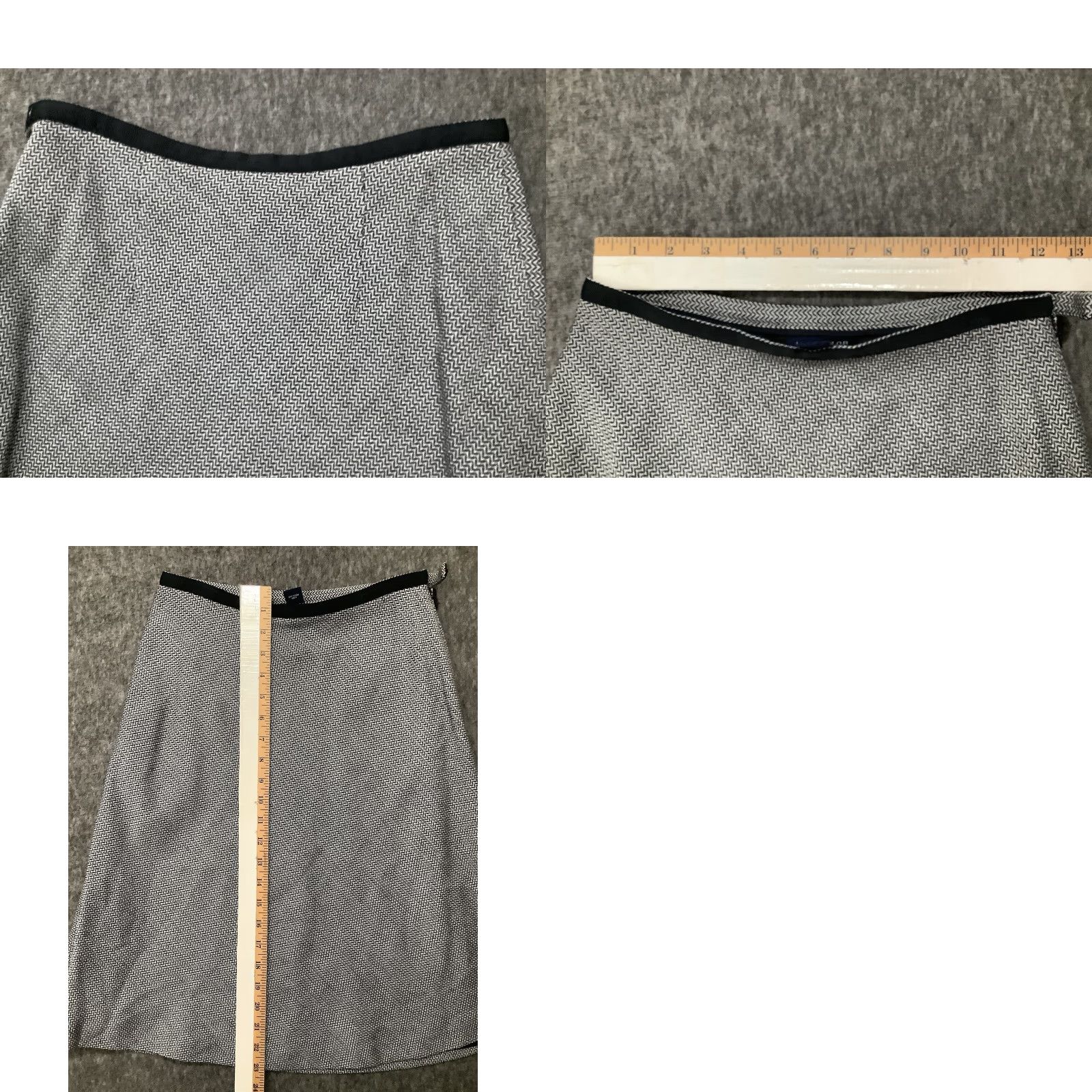 Ann Taylor Ann Taylor Skirt Womens Size 2 Black White Wool Tweed A-Line Knee Length Striped Pattern Multicolor Lined Raised Rise Wom en 2 Size 26" / US 2 / IT 38 - 8 Thumbnail
