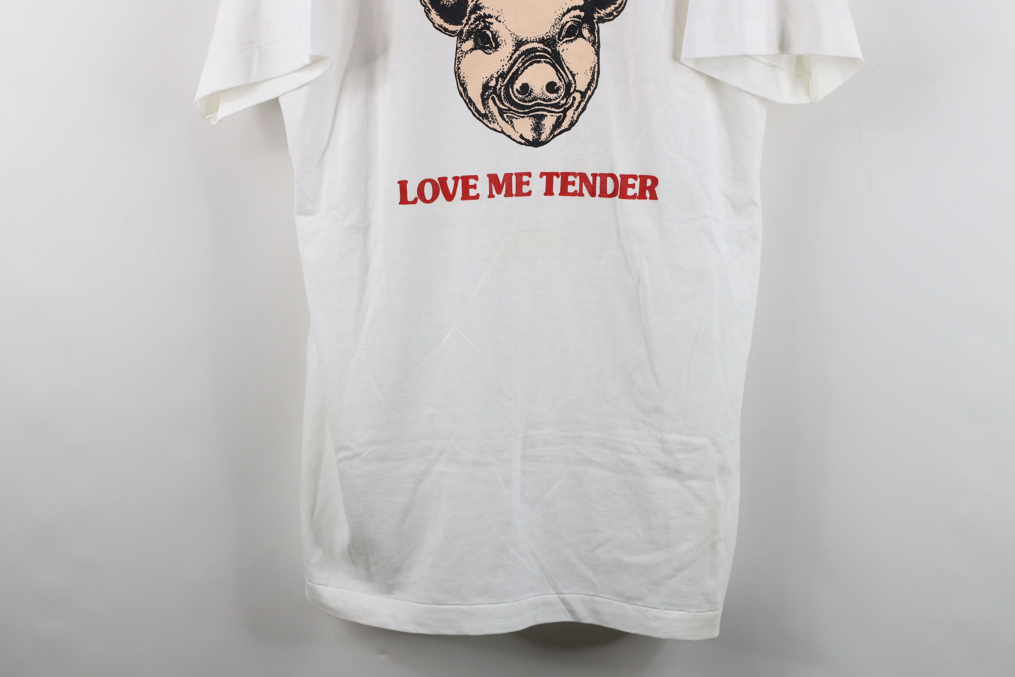 Vintage Vintage 90s Streetwear Love Me Tender Pig T-Shirt USA Size US XL / EU 56 / 4 - 3 Thumbnail