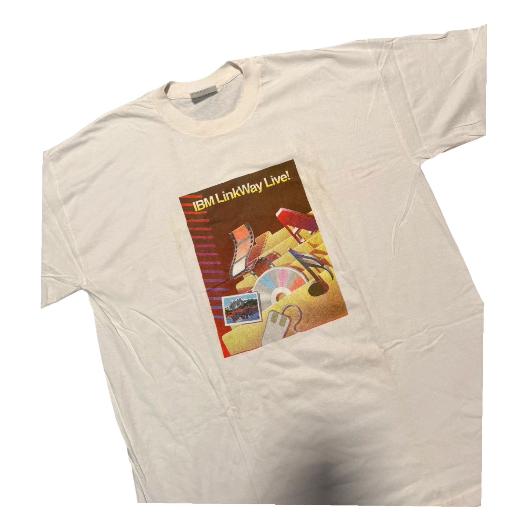 HARE VINTAGE IBM LinkWay Live! Share the Vision Promo TShirt XL White 90s Computer Software Rare Mens Tee Size US XL / EU 56 / 4 - 6 Thumbnail