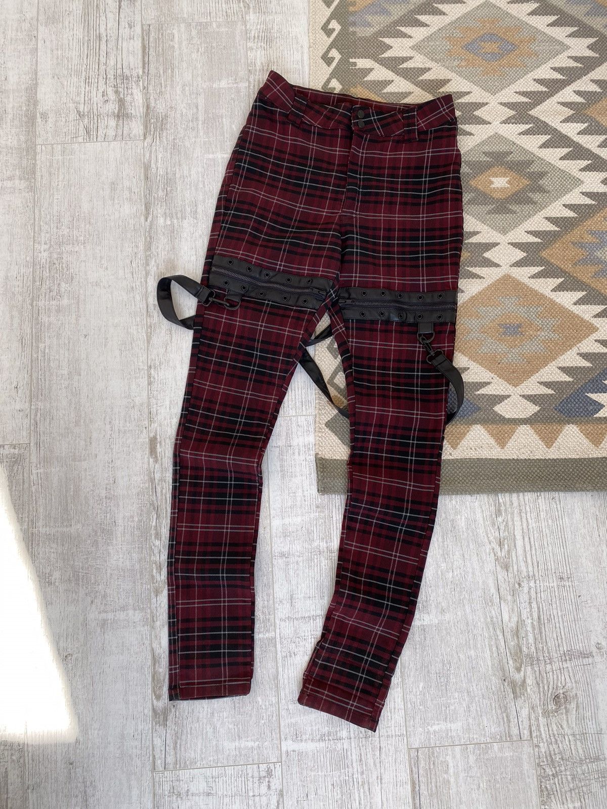 Killstar Killstar Womens Slim Emo Striped Check Pants Trousers Size 28" / US 6 / IT 42 - 1 Thumbnail