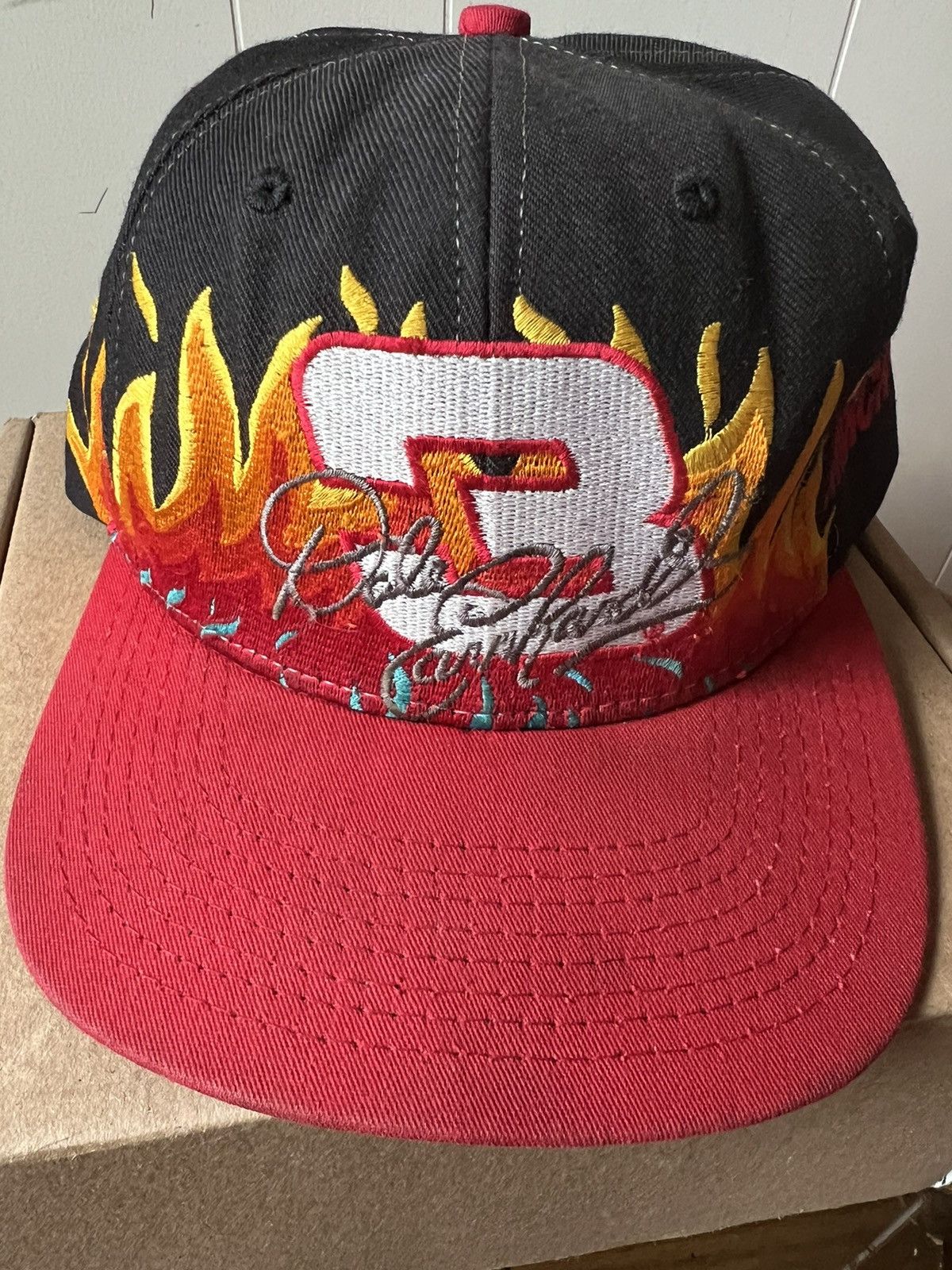 Vintage hot 90s Dale Earnhardt Sr Hat Flames Snapback Cap Chase Racewear Nascar USA