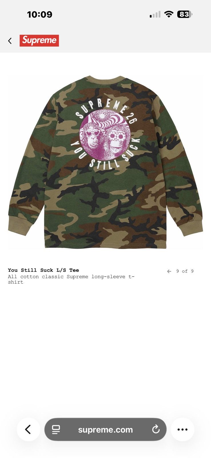 Supreme fw26 Supreme Camo “You Still Suck” Longsleeve | Grailed