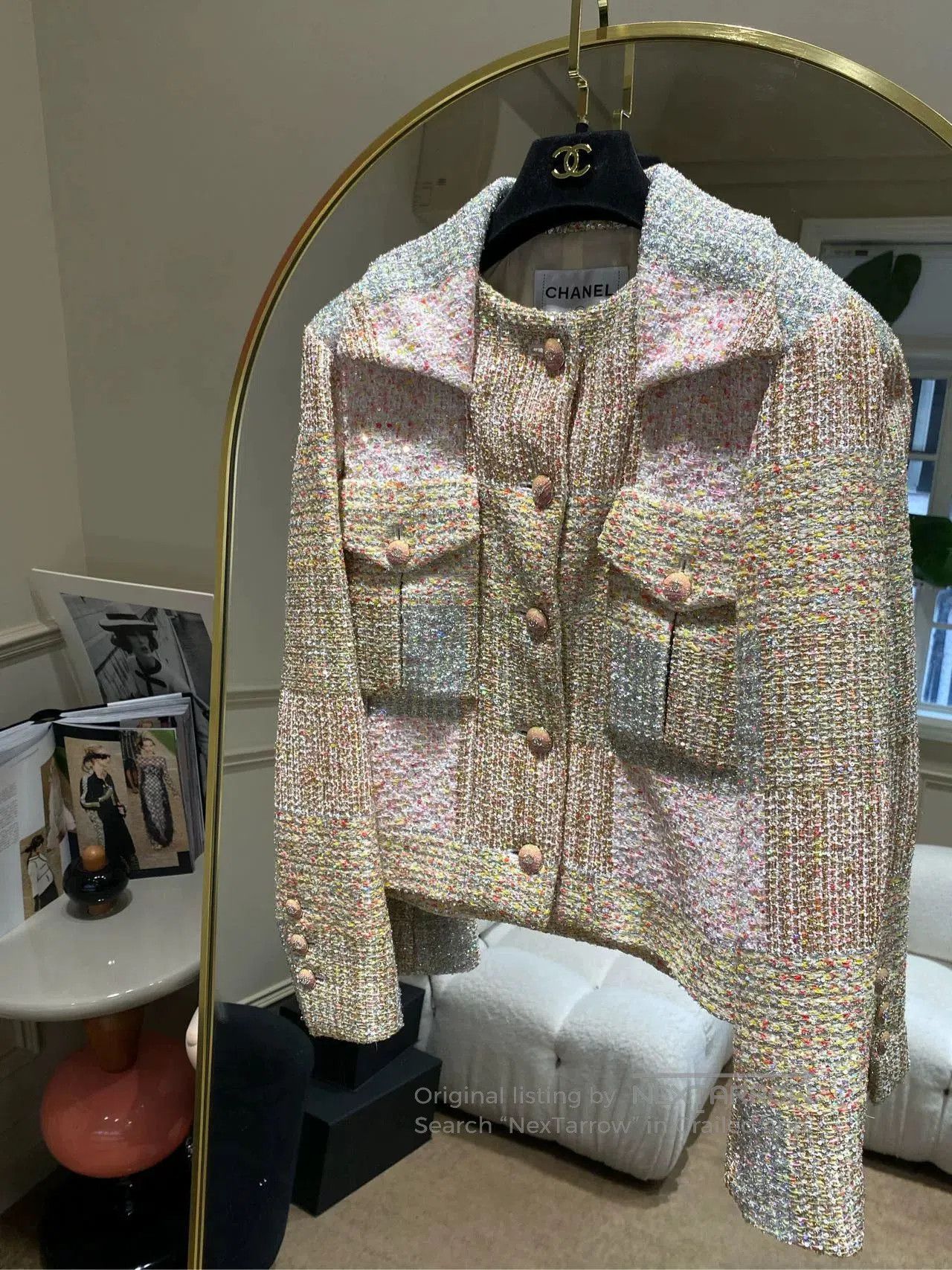 Chanel 24C Sequin Diamond Button Jacket.