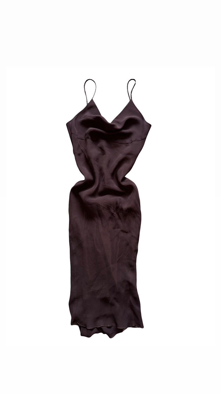 image of Vintage Vertice Mash And Satin Layered Dress in Brown, Women's (Size Small)