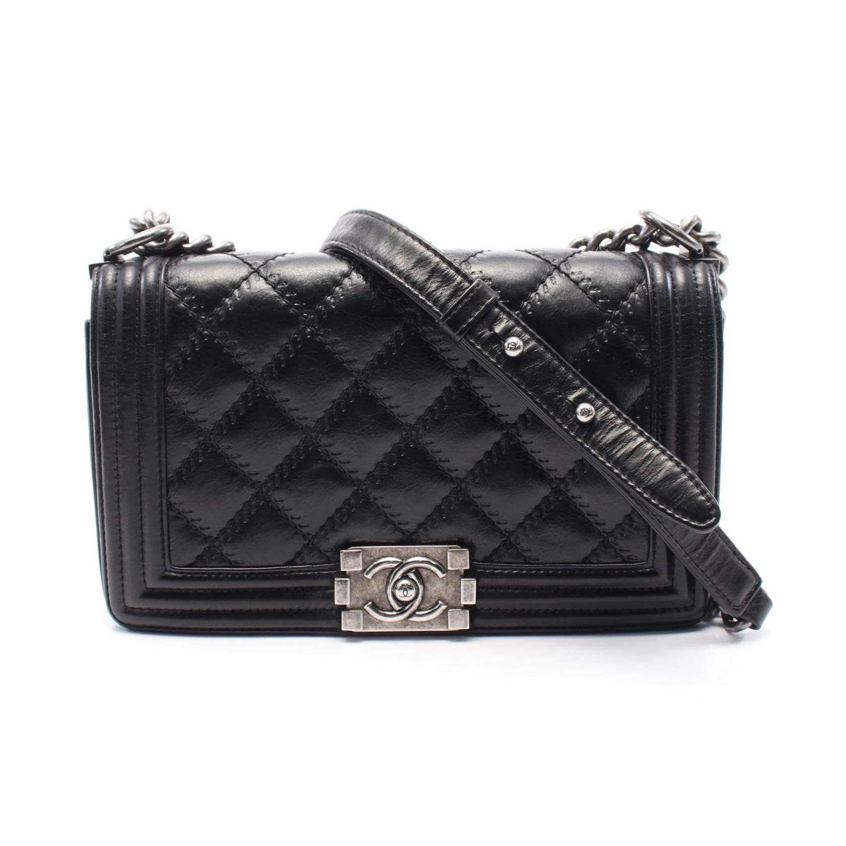Chanel Chanel Boy Chanel Wild Stitch Leather Shoulder Bag Leather Shoulder Bag A67086 in Black, Women's