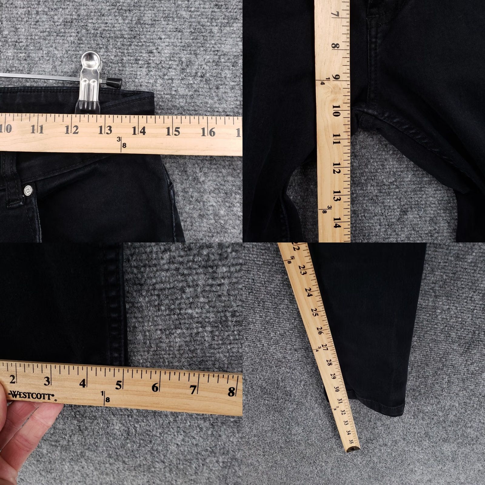 Denime Focus Jeans Womens Size 34 Mid Rise Skinny Leg Dark Wash Black Denim Jeans Size 24" / US 00 / IT 34 - 8 Thumbnail