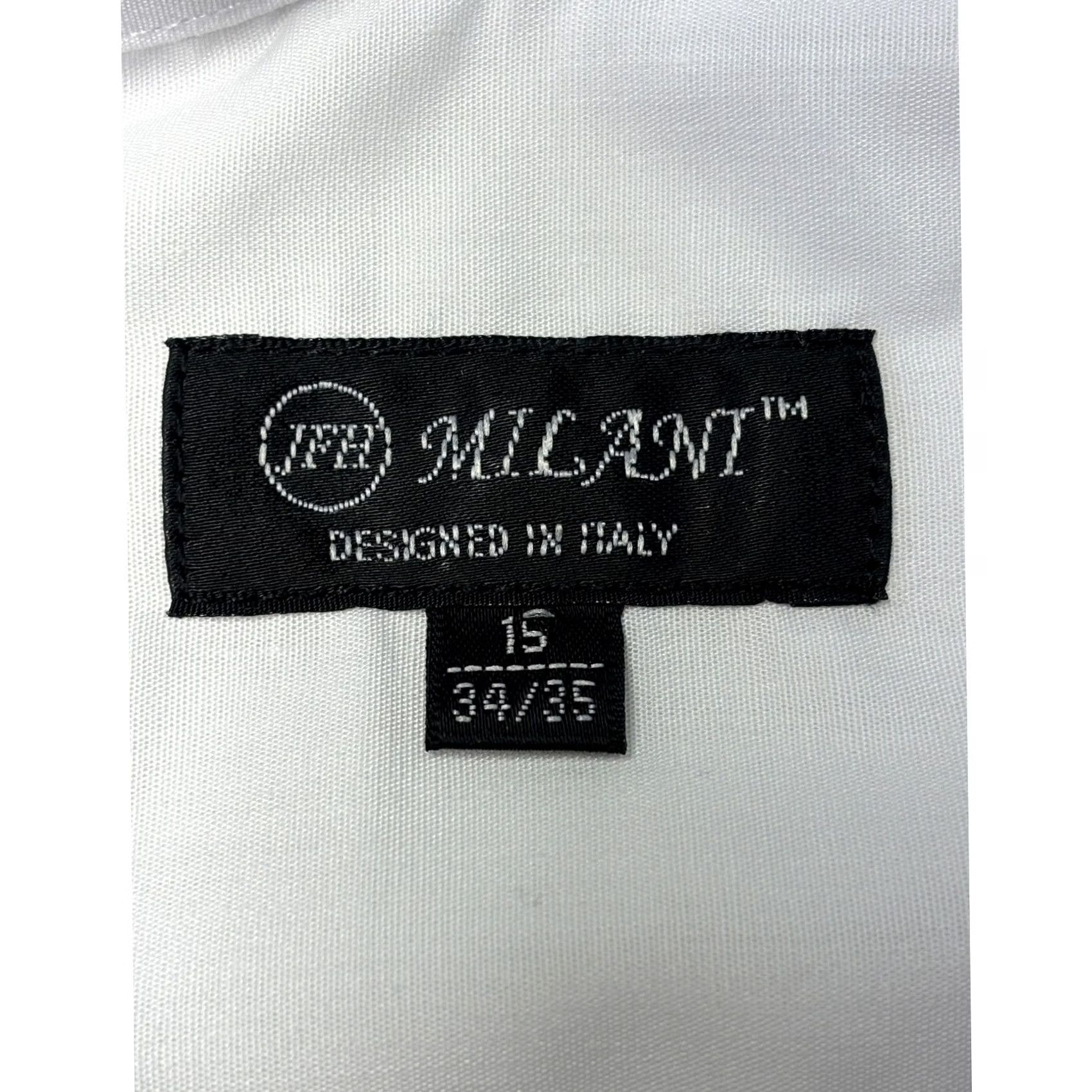 Vintage Milant Mens White Pleated Tuxedo Shirt Formal Dress 15 34/35 Cotton Blend French Cuff Classic Fit White Tuxedo Shirt Mens Weddings Black Tie Size 40R - 3 Thumbnail