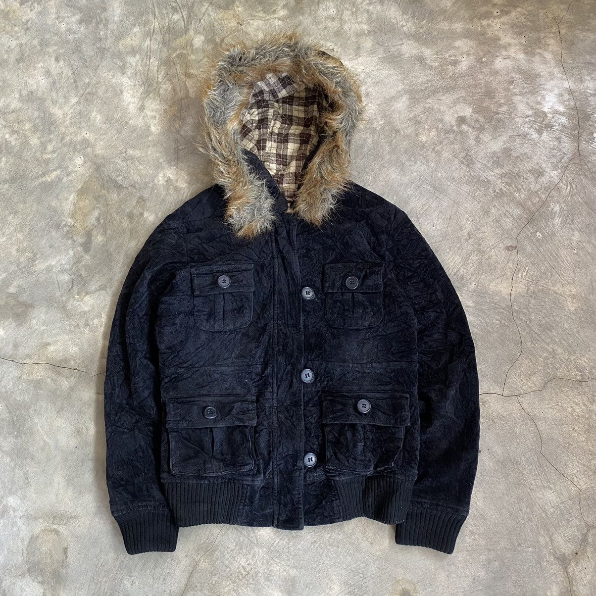 Japanese Brand 2000s Rei Firenze Apocalypse style Corduroy Fur Zip Jacket Size M / US 6-8 / IT 42-44 - 1 Thumbnail