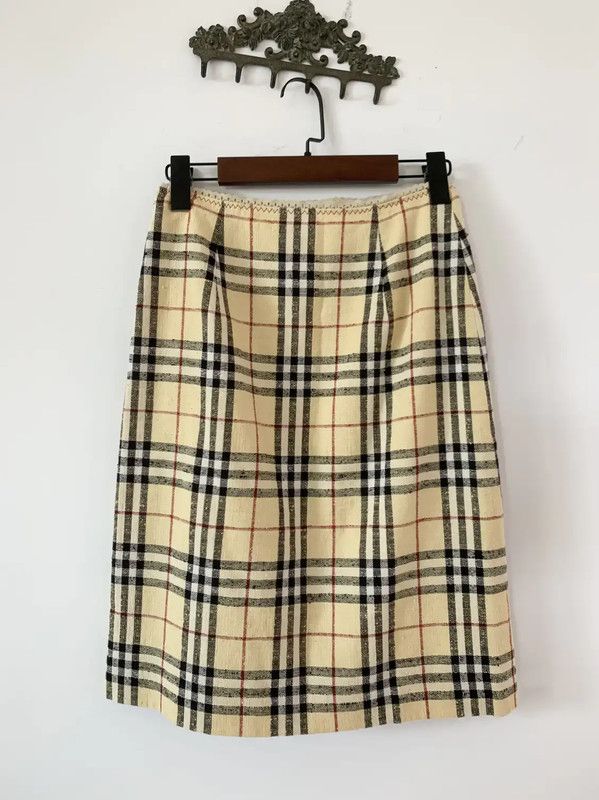 Burberry Burberry Yellow Plaid Women's Midi Skirt Size 23" - 1 Thumbnail