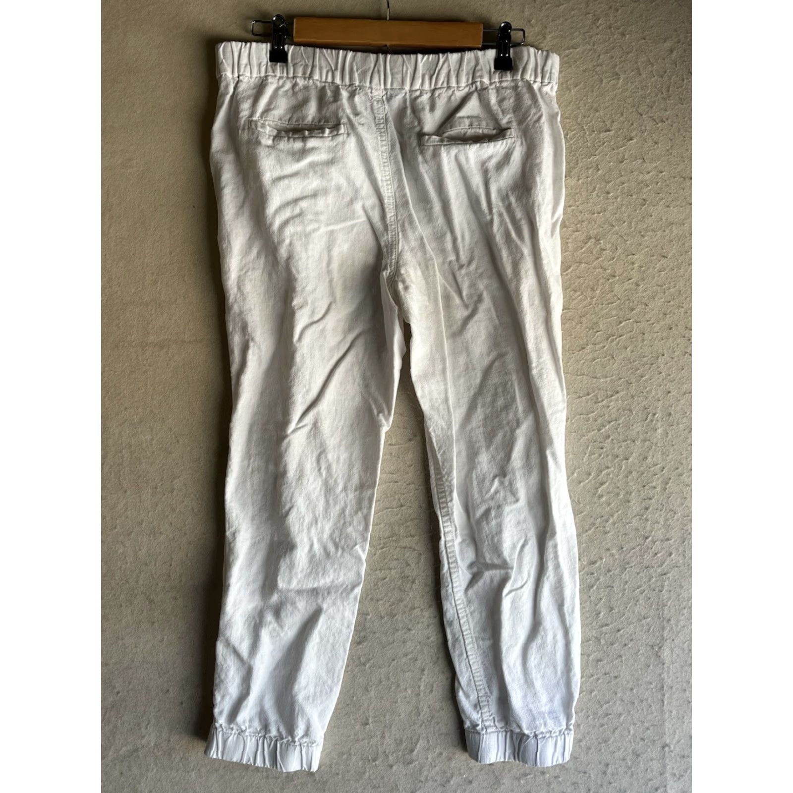 J.Crew J.CREW Women’s 6 Seaside Linen Lyocell Jogger Pants White Elastic Waist Tapered Front Flat Front Knit Pockets Light Comfort Easy Care Size 28" / US 6 / IT 42 - 2 Thumbnail