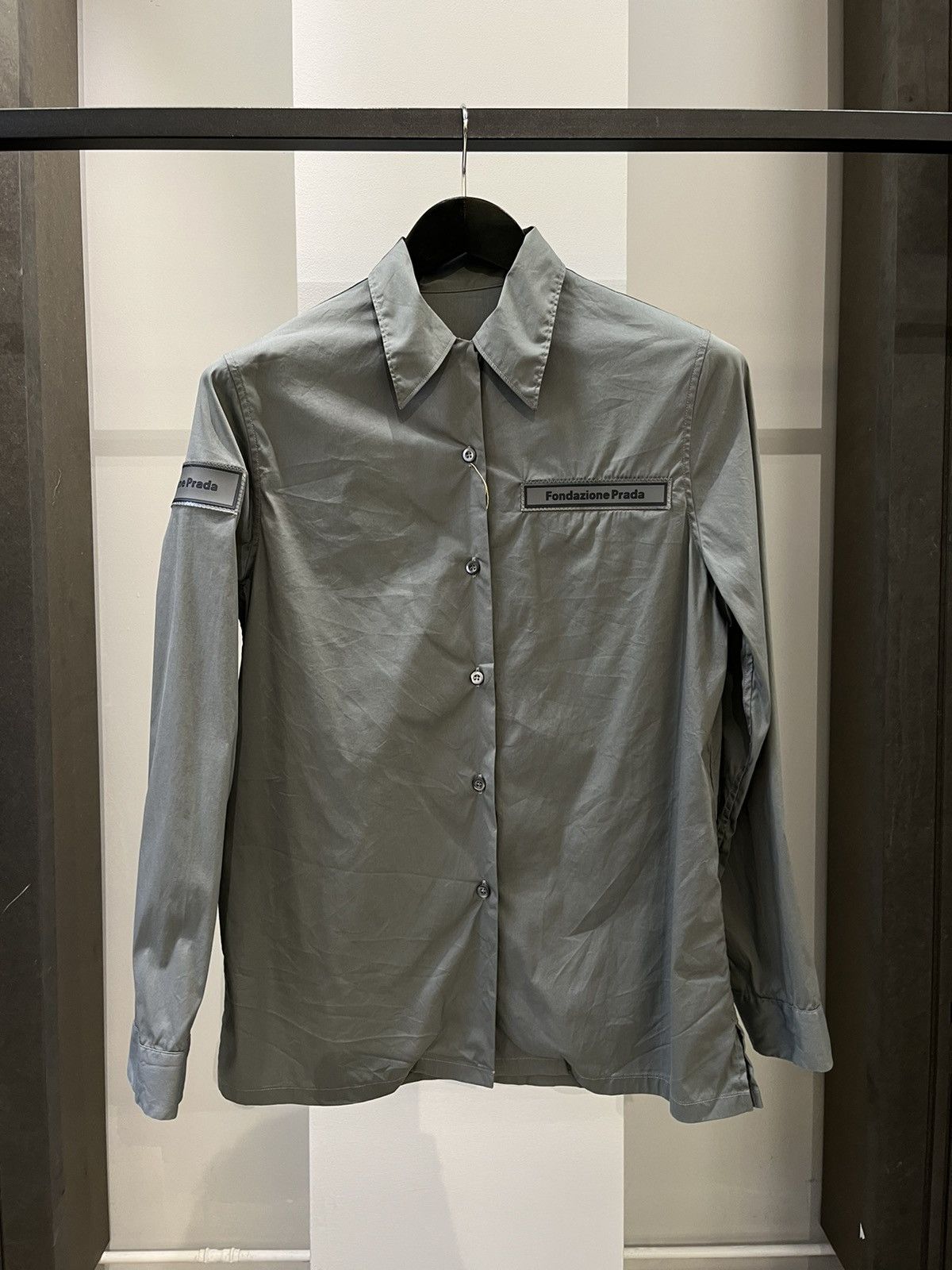 image of Prada Fondazione Staff Uniform Shirt in Grey, Men's (Size Medium)
