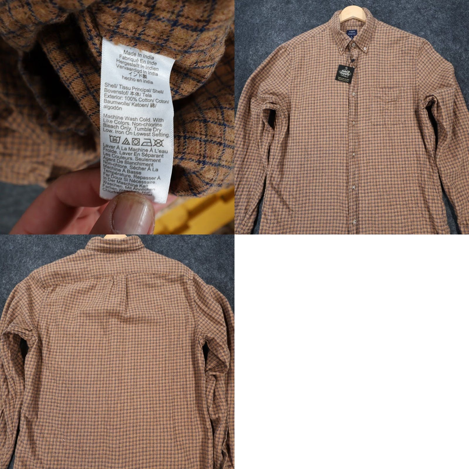 J.Crew J.Crew Mens Medium Brown Excellent Plaid Long Sleeve Button Down Twill Size US M / EU 48-50 / 2 - 8 Thumbnail