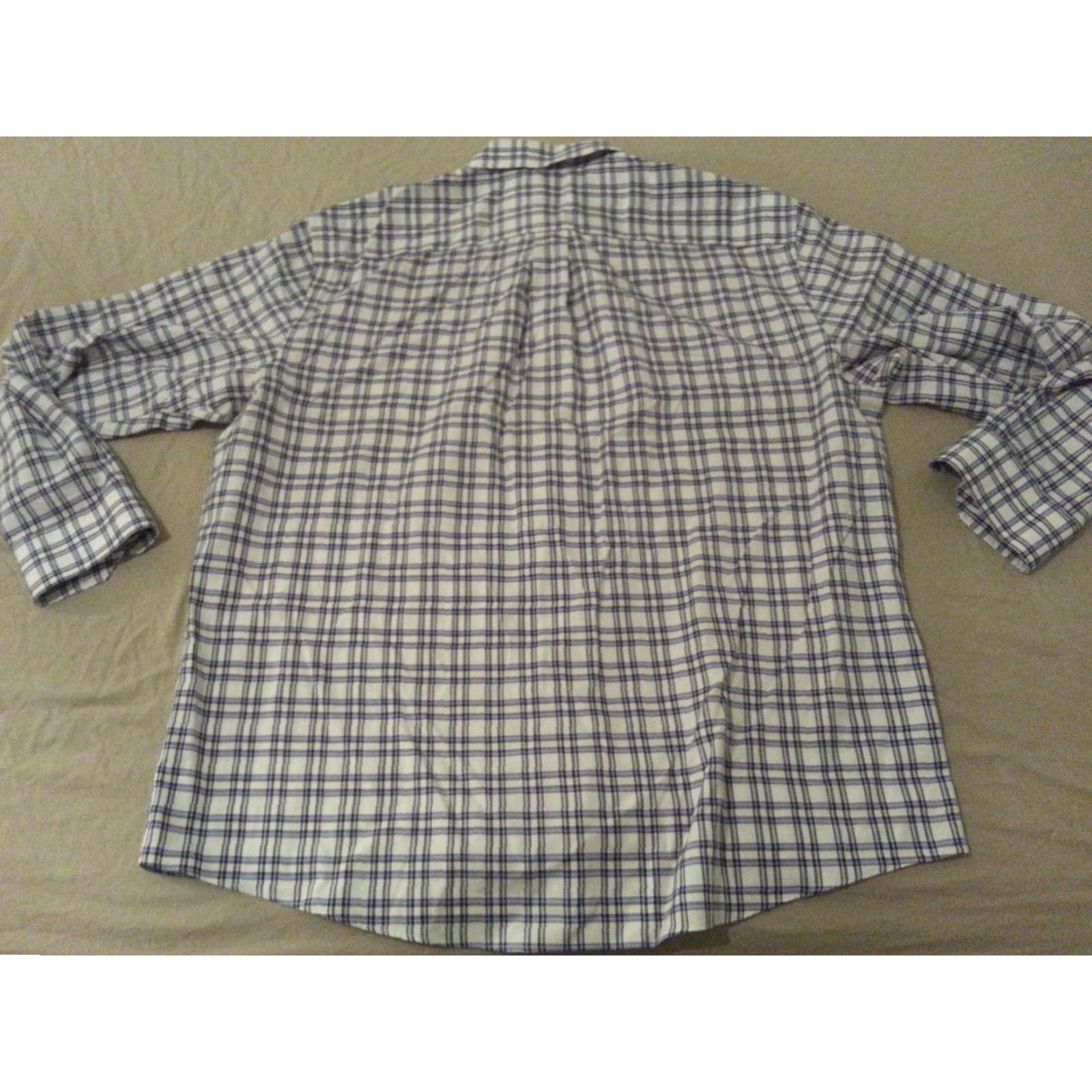Jos. A. Bank VINTAGE? Jos. A. Bank Plaid Button-Up Shirt XL Blue White Cotton Men Size 46R - 2 Thumbnail